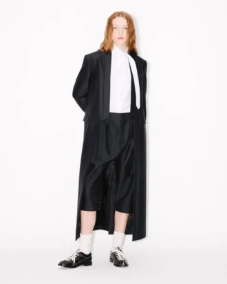 Tailored Cropped Pleated Pants in Virgin Wool and Silk