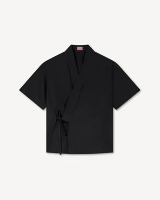 Kimono Short Sleeve Shirt in Cotton Poplin