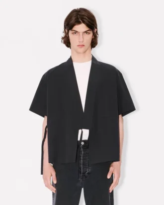 Kimono Short Sleeve Shirt in Cotton Poplin