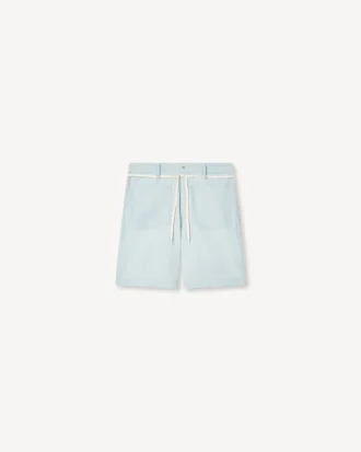 Lace Straight Short in Stone Bleach Chambray