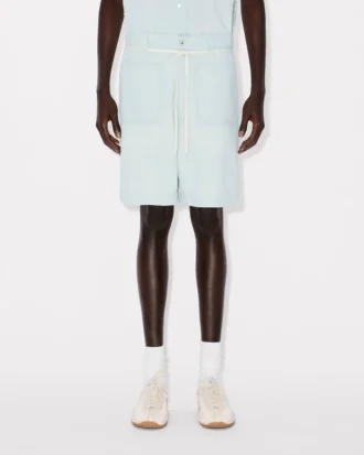 Lace Straight Short in Stone Bleach Chambray
