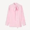 Oversized Bow Shirt in Mixed Silk