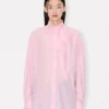 Oversized Bow Shirt in Mixed Silk