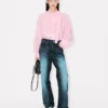 Oversized Bow Shirt in Mixed Silk