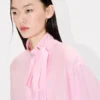 Oversized Bow Shirt in Mixed Silk