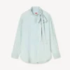Oversized Bow Shirt in Stone Bleach Chambray