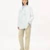 Oversized Bow Shirt in Stone Bleach Chambray