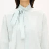 Oversized Bow Shirt in Stone Bleach Chambray