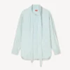 Oversized Bow Shirt in Stone Bleach Chambray