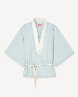 Oversized Kimono Shirt in Stone Bleach Chambray