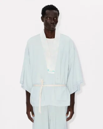 Oversized Kimono Shirt in Stone Bleach Chambray