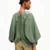 Oversized Pleated Blouse in Cotton Poplin