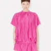 Oversized Pleated Dress in Silk Floss