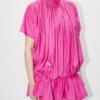 Oversized Pleated Dress in Silk Floss