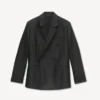 Peaked Lapel Blazer in Virgin Wool and Silk