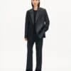 Peaked Lapel Blazer in Virgin Wool and Silk
