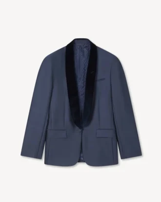 Shawl Lapel Tailored Jacket in Virgin Wool Slik