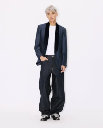 Shawl Lapel Tailored Jacket in Virgin Wool Slik