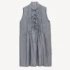 Short Dress in Washed Mixed Linen Denim