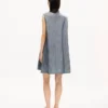 Short Dress in Washed Mixed Linen Denim