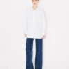 Stand Collar Oversized Shirt in Cotton Poplin