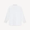 Stand Collar Oversized Shirt in Cotton Poplin