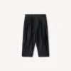 Tailored Cropped Pleated Pants in Virgin Wool and Silk