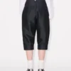 Tailored Cropped Pleated Pants in Virgin Wool and Silk