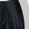 Tailored Cropped Pleated Pants in Virgin Wool and Silk