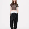 Tailored Plaited Pants in Virgin Wool and Silk