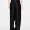 Tailored Plaited Pants in Virgin Wool and Silk